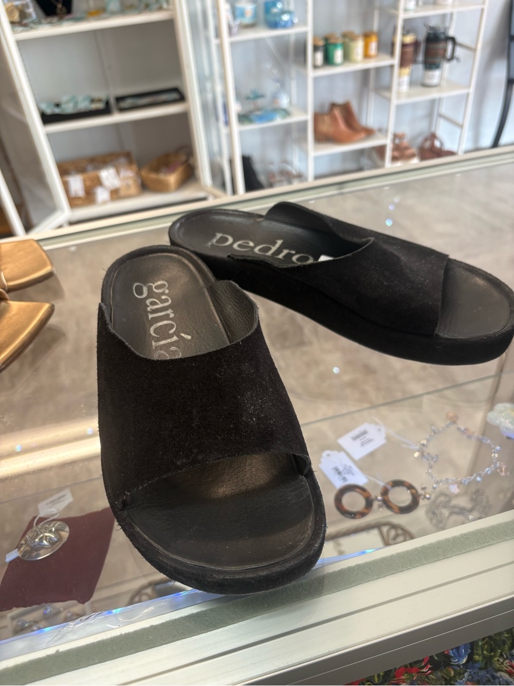 Pedro Garcia Black Suede Slip-On Mules